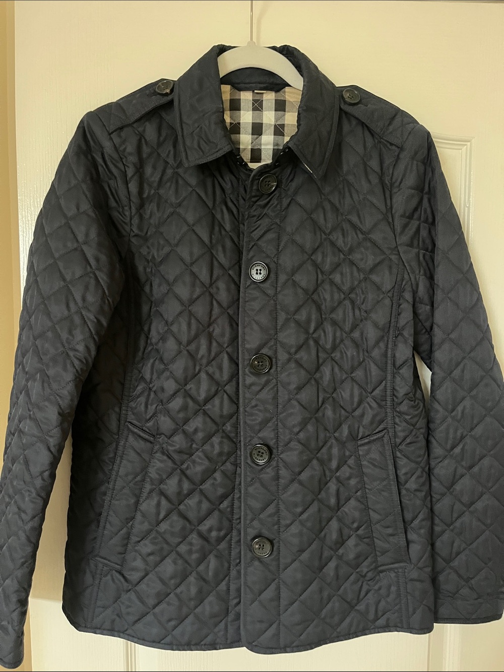 Men's Quilted Black Jacket with Button Front